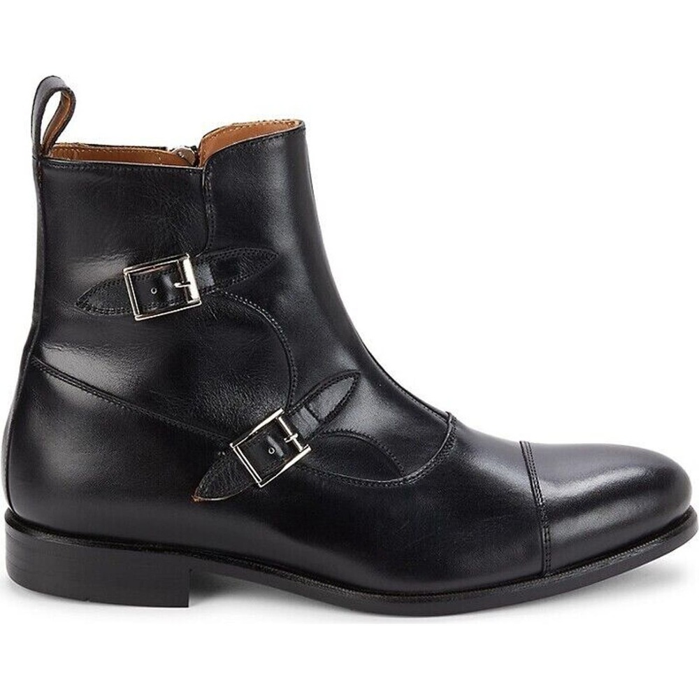 NEW NETTLETON Octavian Leather Double Monk Strap Boots BLACK SZ 8.5/100%AUTHENIC